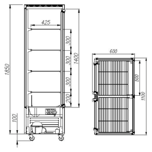 Витрина кондитерская Carboma D4 VM 800-1 (R800C Carboma) (индивидуальное исполнение) 2 дверцы, стеклянные полки - Изображение 2