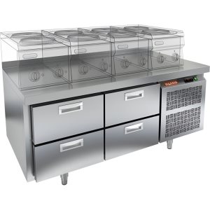 Стол охлаждаемый HiCold GN 22/TN LT под тепловое оборудование, без столещницы