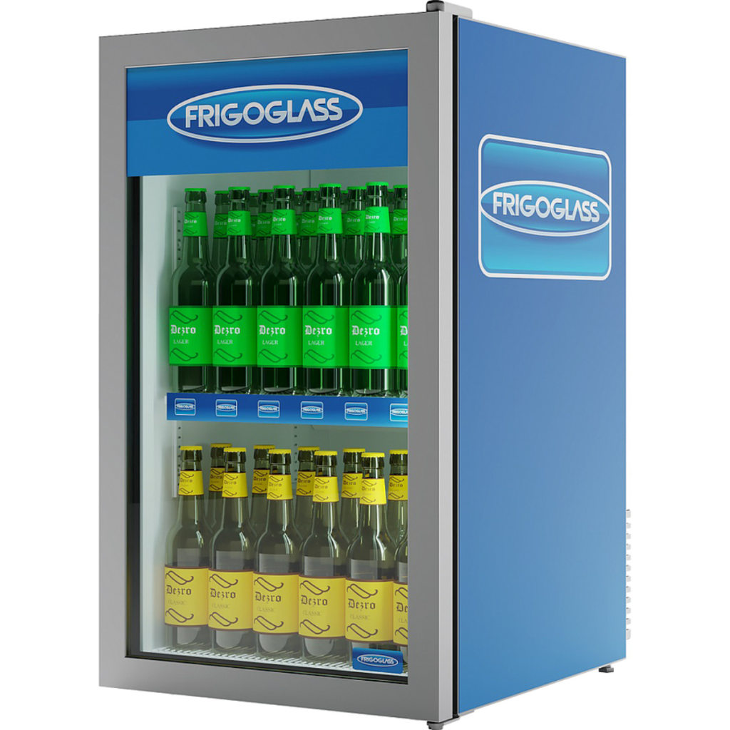 Шкаф холодильный Frigoglass Super 5 (R600а) (сер.корпус,бел.кабинет,сер.рамка дв.,1Led,2полки,2ЦД)