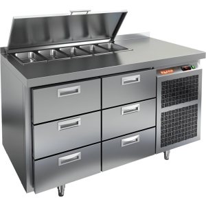 Стол холодильный для салатов HiCold SL2-33SN (1/6) с крышкой